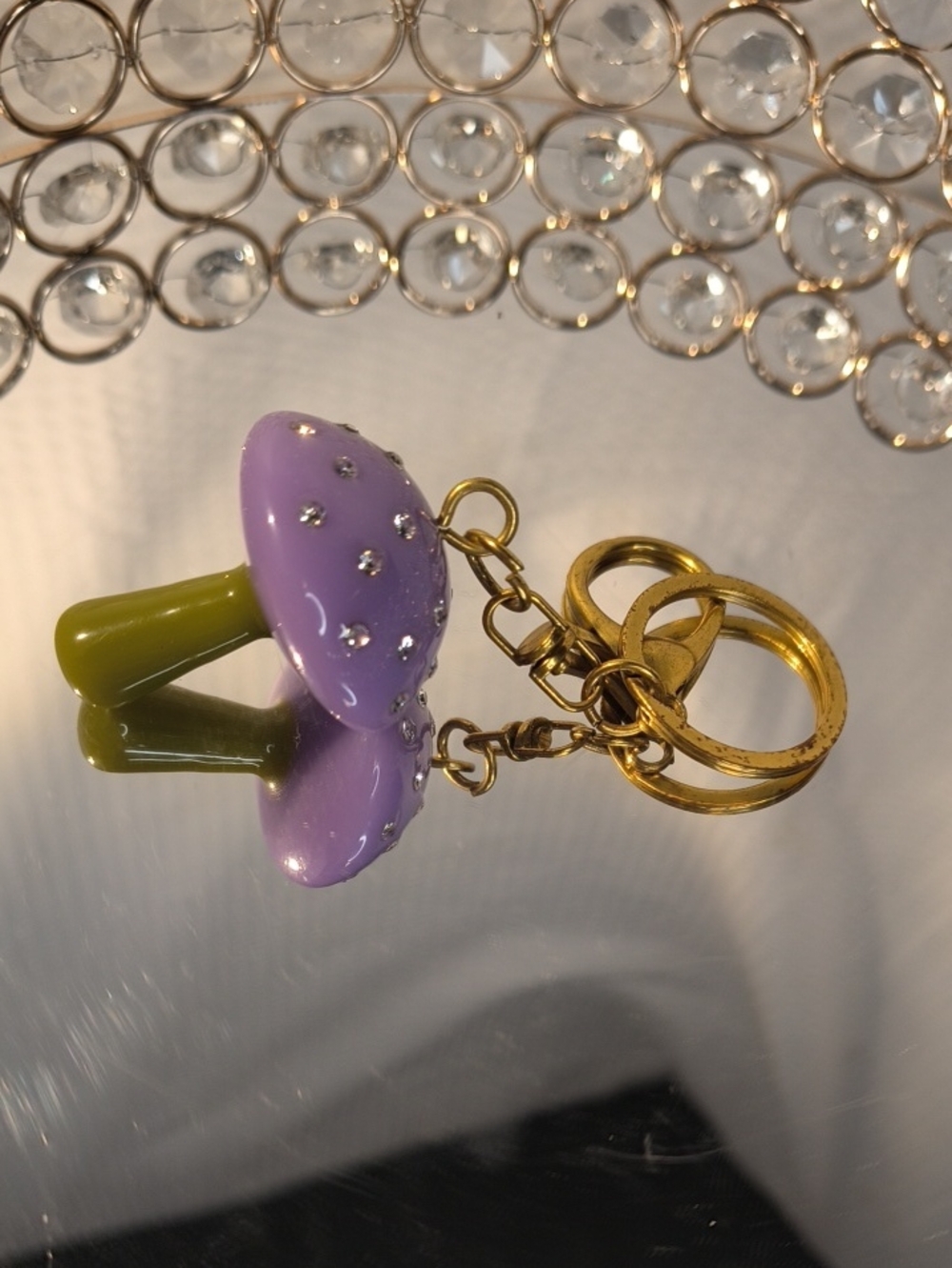 Purple Mushroom Keychain Charm - Purple & Green